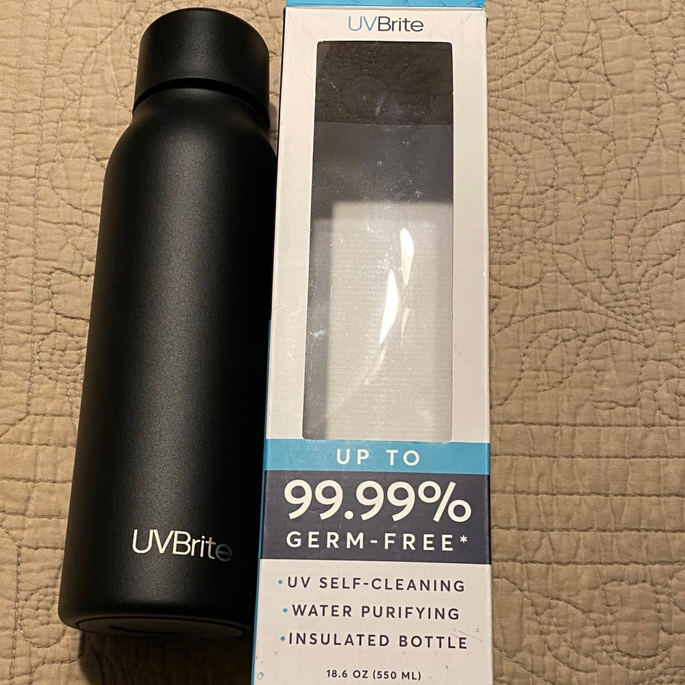 New UVBrite Black Self-Cleaning Water Bottle